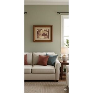 Vintage HOMCO Rustic Barn Print Wall Hanging Wood Frame 20.25"X17"